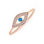 Minimalist CZ Halo Evil Eye 1MM Band Midi Ring Gold Plated Sterling Silver