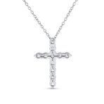 Bridal Necklace Minimalist Sterling Silver Cross Pendant with Cubic Zirconia - Image 2