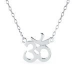 Sanskrit Yoga Harmony Aum Om Pendant Necklace Rose Gold Plated Sterling Silver