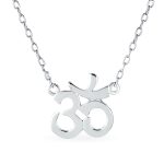 Sanskrit Yoga Harmony Aum Om Pendant Necklace Rose Gold Plated Sterling Silver