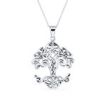 Tree of Life Pendant Necklace Celtic Mothers Family Medallion Oxidized .925 Sterling Silver