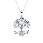 Tree of Life Pendant Necklace Celtic Mothers Family Medallion Oxidized .925 Sterling Silver