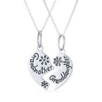 Split Heart Puzzle Pendant Necklace for Grandma & Granddaughter Sterling Silver