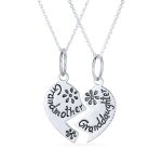 Split Heart Puzzle Pendant Necklace for Grandma & Granddaughter Sterling Silver