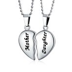 Mother Daughter Split 2 pcs Breakable Heart Puzzle Pendant Necklace Stainless