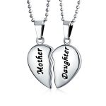 Mother Daughter Split 2 pcs Breakable Heart Puzzle Pendant Necklace Stainless