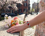 3D Garden Ladybug Floral Red Rose Flower Cuff Bracelet Silver Plated - Image 3