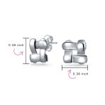 Modern Simple Geometric Square Open Basket Weave Stud Earrings Plain Sterling Silver - Image 5