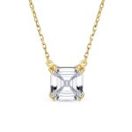 Classic 2CTW Solitaire Square CZ Asscher Cut Necklace Pendant Gold Plated Silver