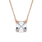 Classic 2CTW Solitaire Square CZ Asscher Cut Necklace Pendant Gold Plated Silver - Image 2
