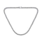 Cocktail Bridal CZ Princess Cut Channel Set Statement Tennis Necklace Collar Silver Plated - Image 2