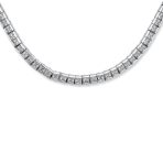 Cocktail Bridal CZ Princess Cut Channel Set Statement Tennis Necklace Collar Silver Plated - Image 4