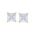 Set of 2 Invisible Cut Square Black CZ Checkboard Stud Earrings Black Plated 5MM - Image 9
