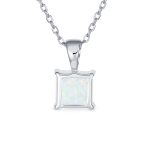 Traditional Dainty Square Opal Gemstone Pendant Necklace Gold Plated Silver - Image 4
