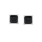 Set of 2 Multi Color Square CZ Stud Earrings Silver Black Plated Screw Back - Image 18
