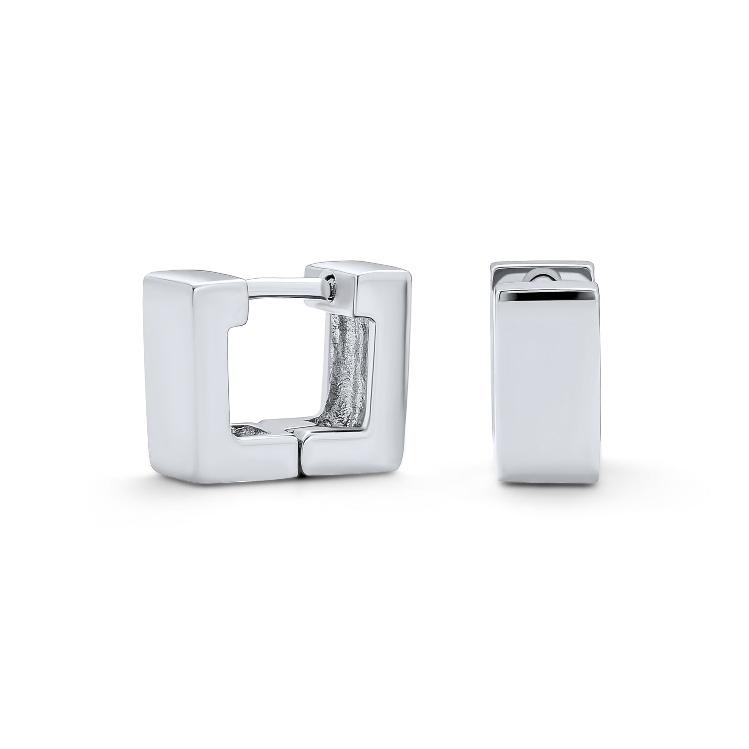 square-silver-hinged-earrings-huggie_pfs-122-0033_1 Unisex Minimalist Geometric Hoop Huggie Earrings 14K Gold Plated Sterling Silver - Image 1