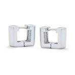 Unisex Minimalist Geometric Hoop Huggie Earrings 14K Gold Plated Sterling Silver - Image 3