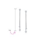 Minimalist Tassel Fringe Linear Chain Ball Dangle Earrings .925 Sterling Silver - Image 4
