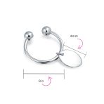 Oval Shape Blank ID Tag Keychain Horseshoe Key Ring Screw Tip .925 Sterling Silver - Image 2