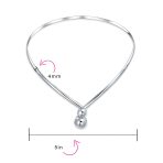 V Shape Choker Necklace Interlocking Balls Sterling Silver - Image 3