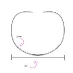 Simple Charm Slider Contoured Choker Collar Statement Necklace .925 Sterling Silver 3MM - Image 7