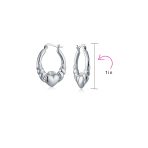 BFF Love Heart Celtic Claddagh Hoop Huggie Earrings - Image 4