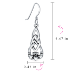 Friendship BFF Heart Celtic Claddagh Dangle Earrings in Oxidized Sterling Silver - Image 4