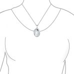 Oval Keepsake Photo Locket Necklace Carved Floral Leaf Motif Holds Pictures .925 Sterling Silver - Image 3