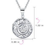 Embossed Boho Scroll Flower Sterling Silver Locket Necklace for Photos - Image 4
