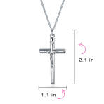 Religious Jesus Crucifix Pendant Necklace 2 Inch Silver - Image 4
