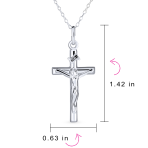 Christian Catholic Crucifix Cross Pendant Necklace Silver - Image 4