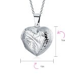 Vintage Style Heart Shaped Locket Pendant Necklace Holds Photos Silver - Image 5