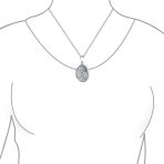 Embossed Floral Sunflower Photo Oval Locket Necklace Pendant .925 Sterling Silver - Image 3