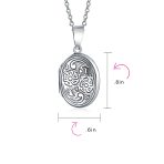 Embossed Floral Sunflower Photo Oval Locket Necklace Pendant .925 Sterling Silver - Image 4