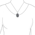Oval Photo Keepsake Locket Necklace Floral Sunflower Embossed Design Oxidized .925 Sterling Silver - Image 5