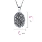 Oval Photo Keepsake Locket Necklace Floral Sunflower Embossed Design Oxidized .925 Sterling Silver - Image 4