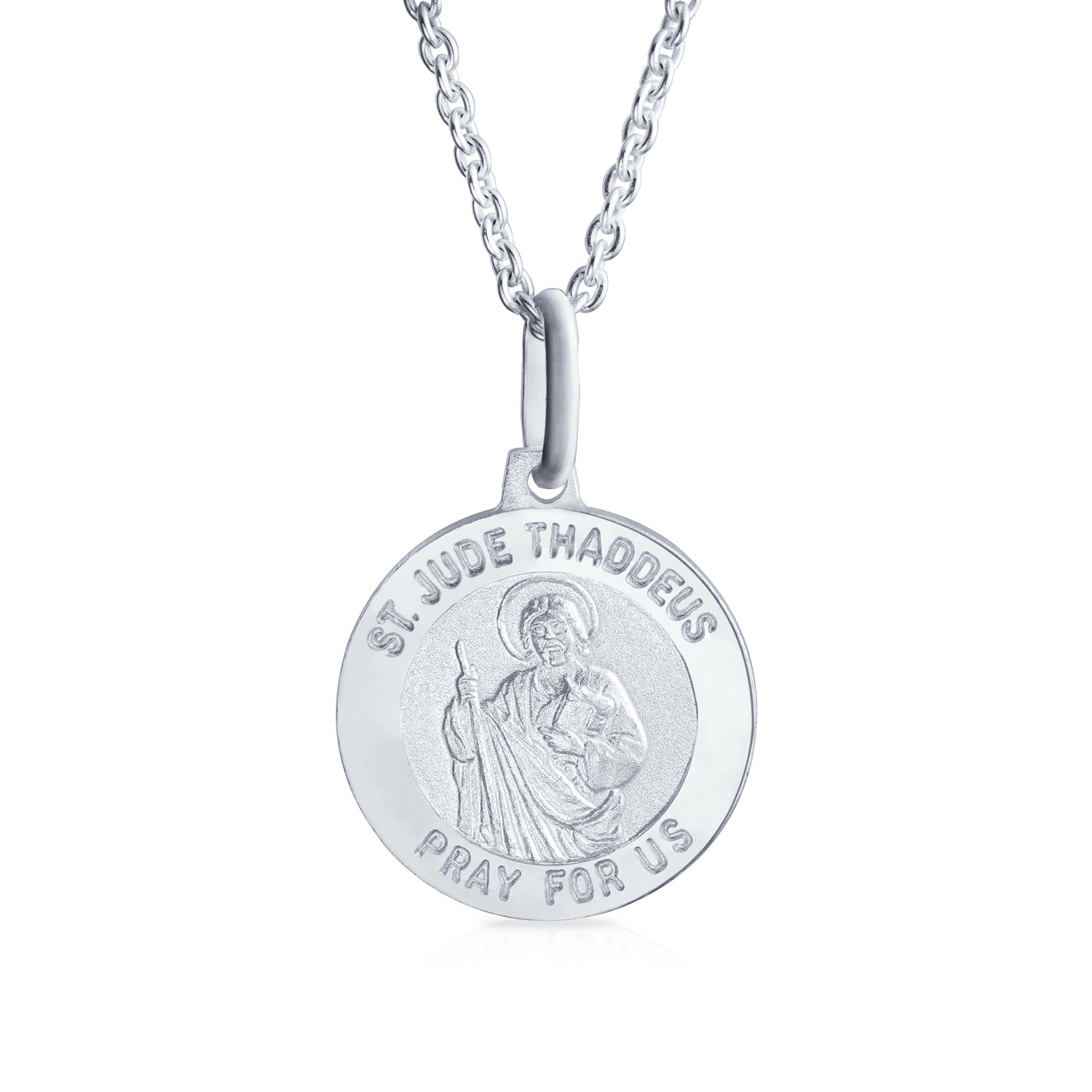 st-jude-pendant-necklace-bs-relmed_1 Saint Jude Thaddeus Pendant Necklace - Sterling Silver Religious Medal for Men - Image 1