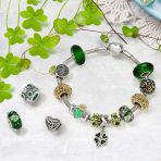 Good Luck Celtic Shamrock Dangle Charm Bead in Green Enamel Sterling Silver - Image 4
