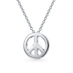 Tiny World Peace Sign Pendant Necklace Gold Plated .925 Sterling Silver