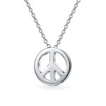 Tiny World Peace Sign Pendant Necklace Gold Plated .925 Sterling Silver