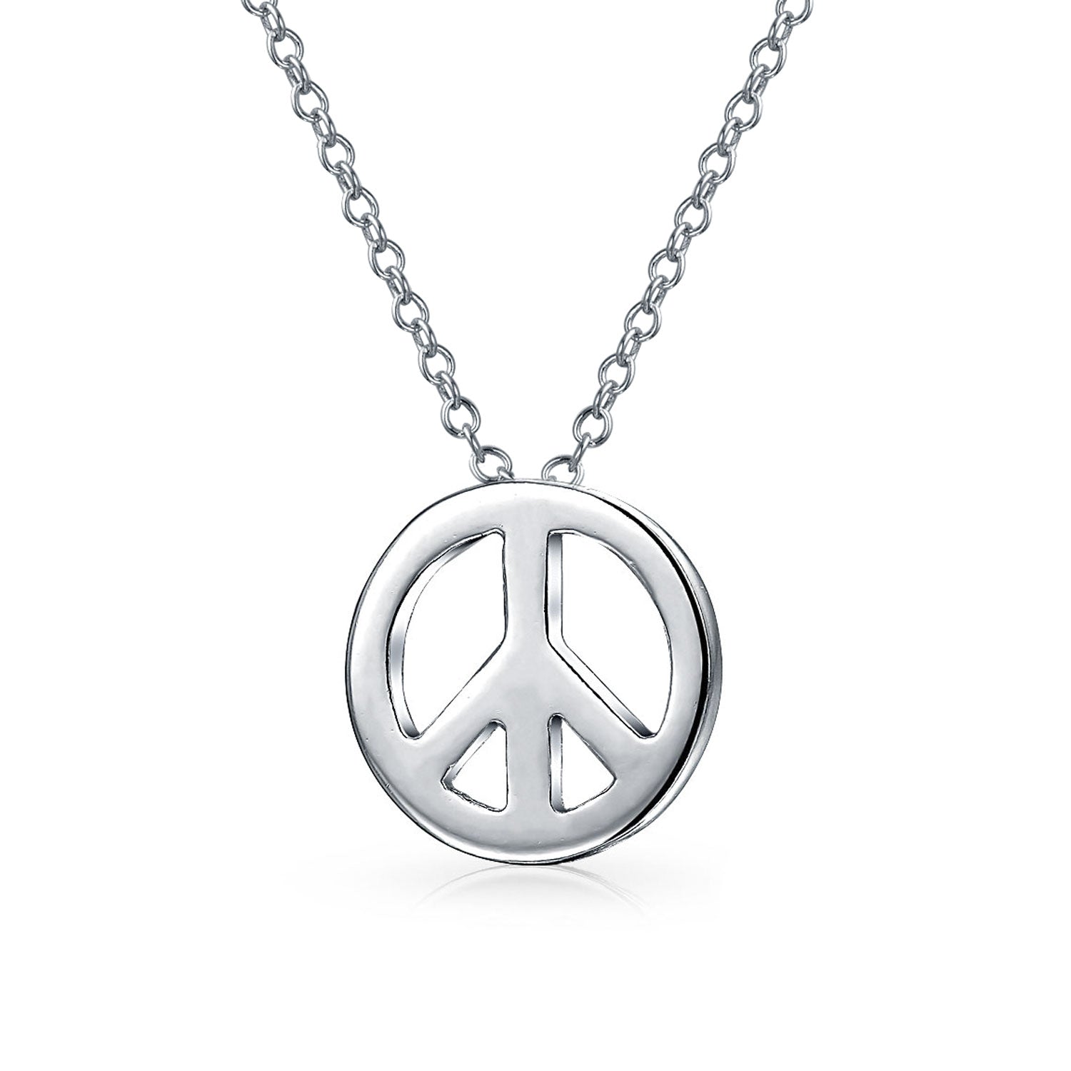 st-sc0362s-set_3 Tiny World Peace Sign Pendant Necklace Gold Plated .925 Sterling Silver - Image 1