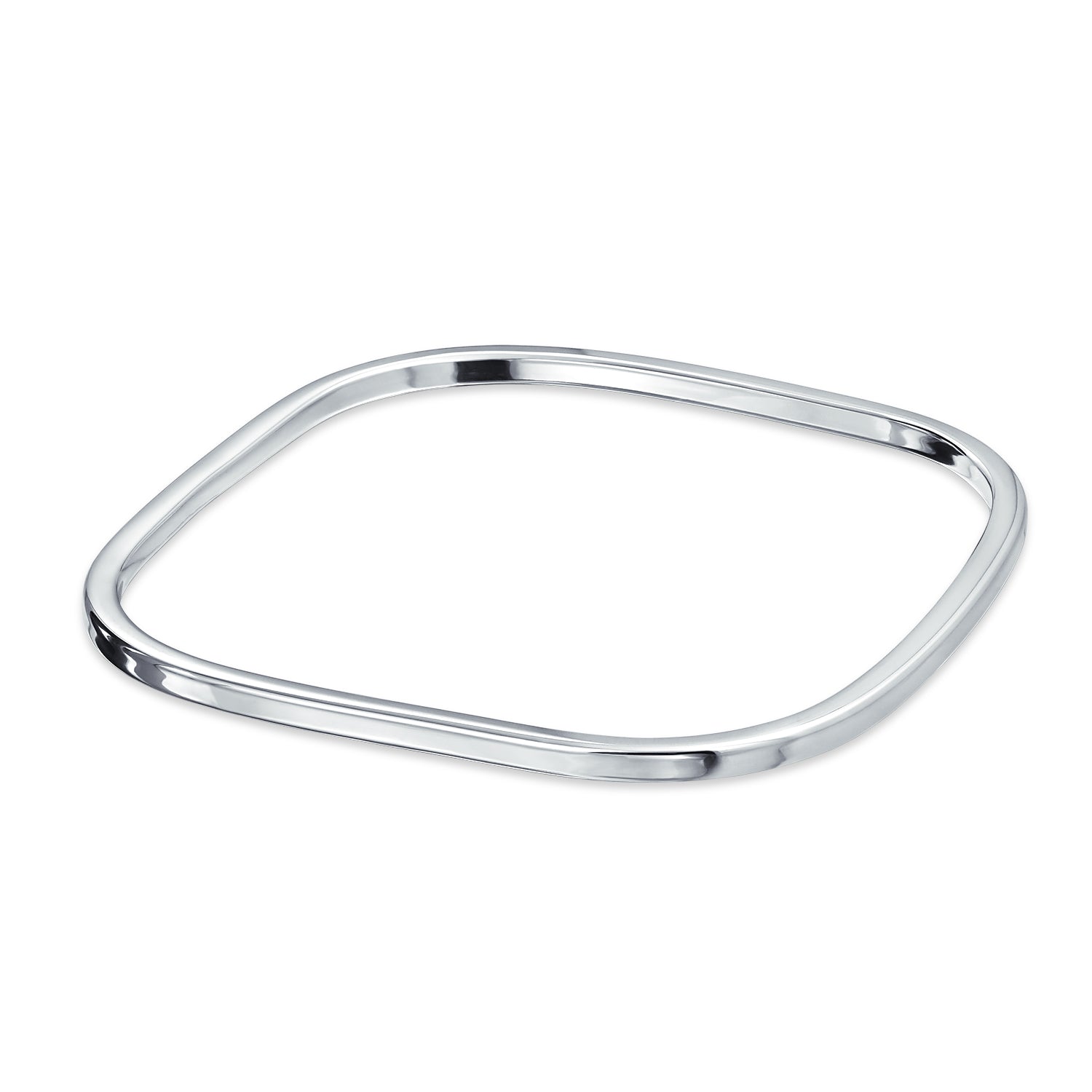 stackable-bracelet-square-sterling-bangle_appl-jb-140475-az_1 Plain Stackable Square Bangle Bracelet Polished Silver - Image 1
