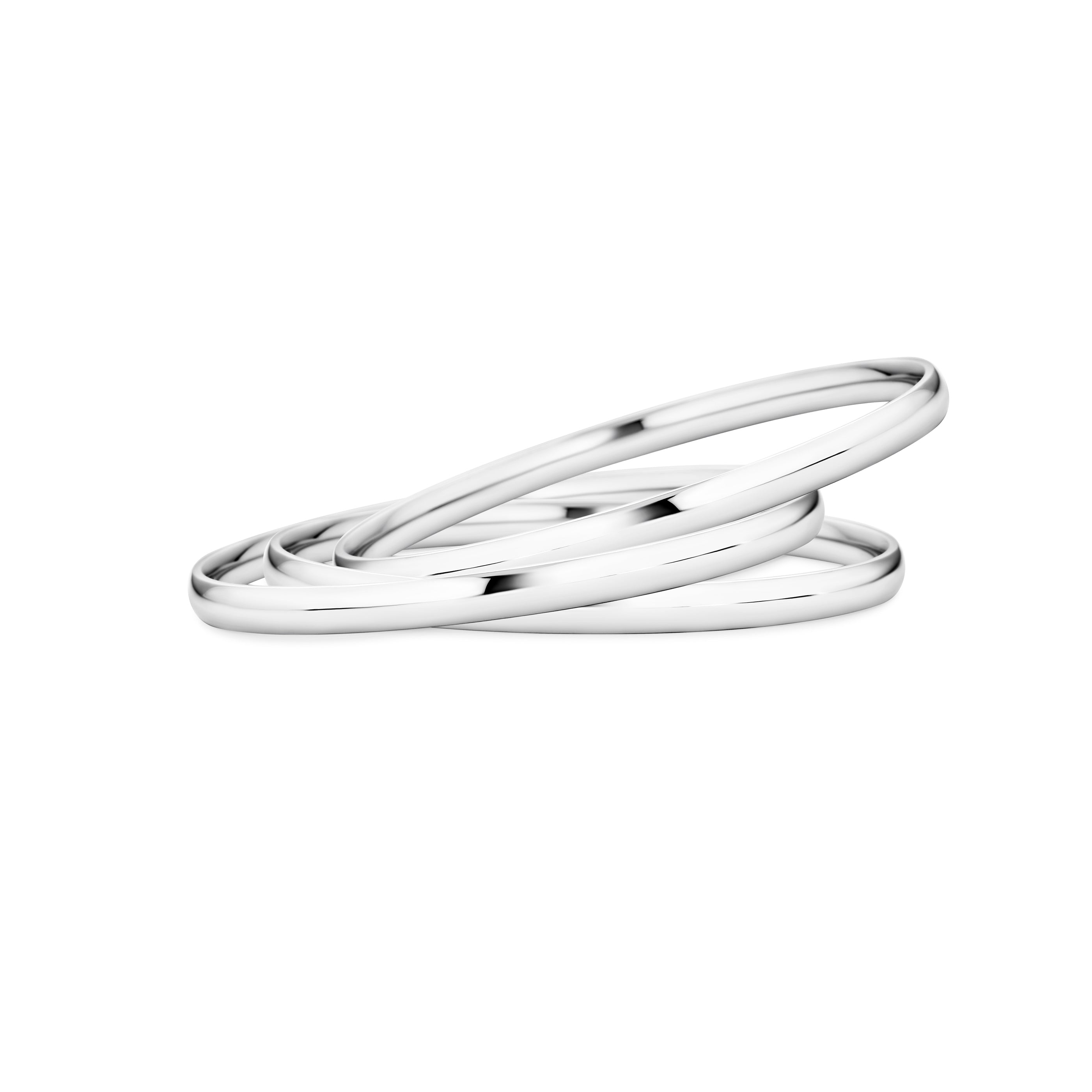 stainless-bangle-bracelet-dome-steel_swk-b-006-sl-set-az Set of 3 Stackable Round Dome Bangle Bracelet Silver Tone Stainless Steel - Image 1