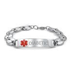 Medical ID Bracelet for Men - Marina Anchor Mariner Silver Tone Stainless Steel - Image 2