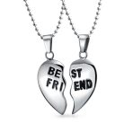 BFF Best Friends Split 2 pcs Breakable Heart Puzzle Pendant Necklace Stainless