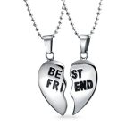 BFF Best Friends Split 2 pcs Breakable Heart Puzzle Pendant Necklace Stainless