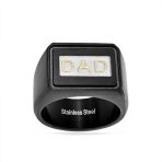Large Square Word DAD Signet Band Ring Stainless Steel - Image 2