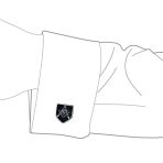 Shield Freemasons Compass Symbol Shirt Cufflink Black Enamel Silver Tone Steel - Image 3