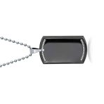 CZ Edge Black Dog Tag Pendant Necklace for Men Stainless Steel 24" Bead Chain - Image 2
