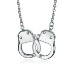 Biker Jewelry Large Handcuff Statement Necklace Stainless Steel Pendant 22 Inch
